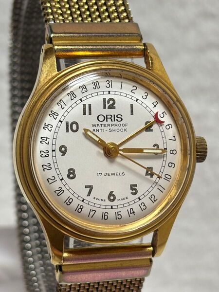 【美品】ORIS オリス ポインターデイト 手巻き【7285】文字盤:ホワイト【動作状況:良好】メンズモデル