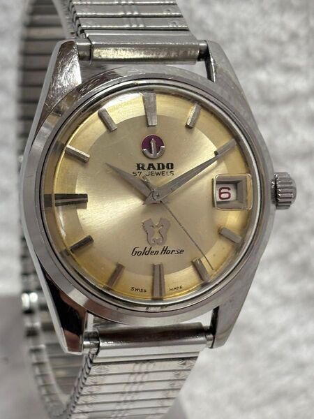 【美品】RADO ラドー ゴールデンホース 57石 自動巻き【11675】デイト 文字盤:シルバー系【動作状況:良好】メンズモデル