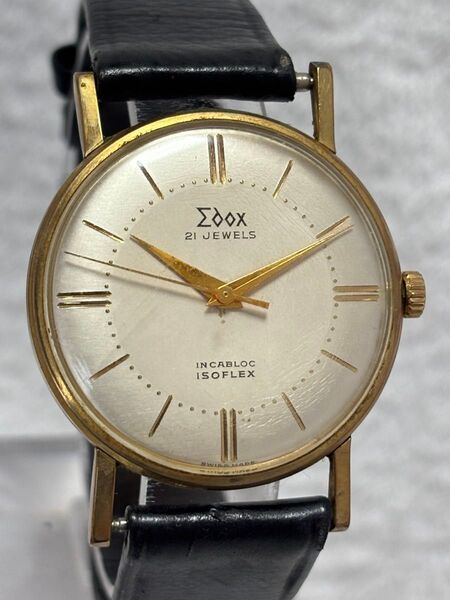 EDOX エドックス 手巻き 21石 文字盤:シルバー【動作状況:良好】メンズモデル