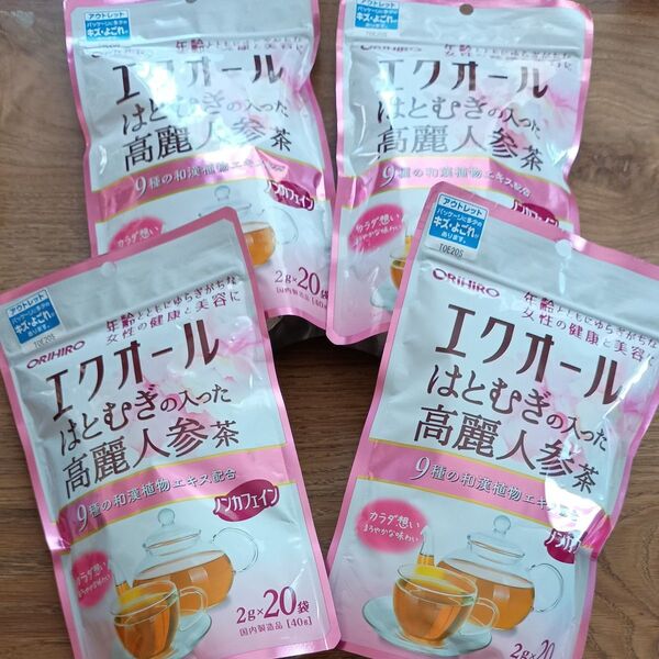 4個 オリヒロ エクオール はとむぎの入った高麗人参茶