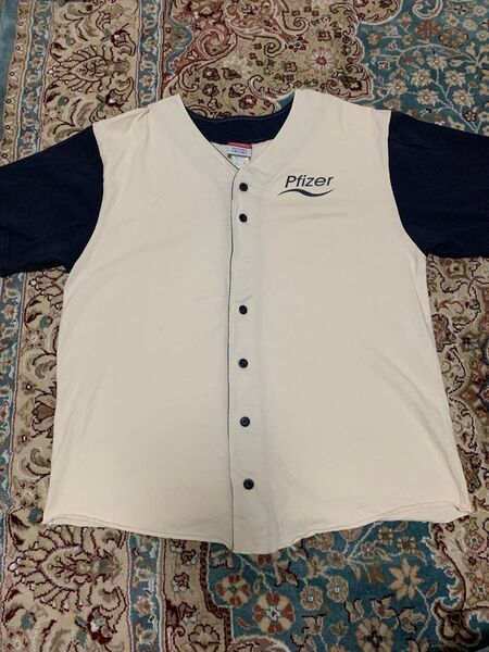 半袖 ベースボールシャツ Tシャツ シャツ ネイビー ホワイト チャンピオン champion XL