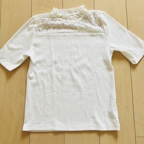 レース*半袖 カットソー ホワイト S