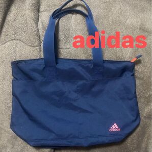 【adidas】 トートバッグ ネイビー レッドロゴ