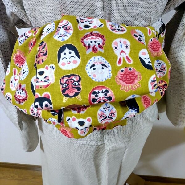 大人の兵児帯半幅帯ハンドメイド澪おかめひょっとこ