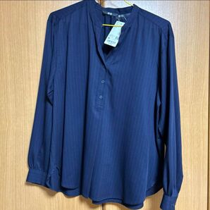 ストライプブラウス ネイビー 未使用