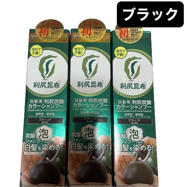 利尻昆布白髪用利尻炭酸カラーシャンプー(ブラック)3本【土日限定価格】
