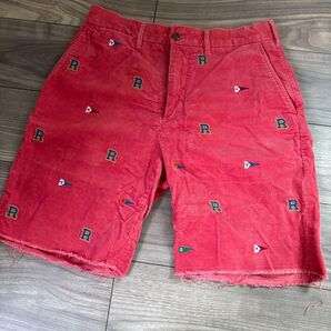 ラルフローレンラグビーコーデュロイ ハーフパンツ総柄刺繍 ショートパンツ RALPH