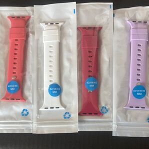 Apple Watch シリコンバンド 42 44 45mm用 MM ラバーベルト 4本セット 専用ラバーベルト