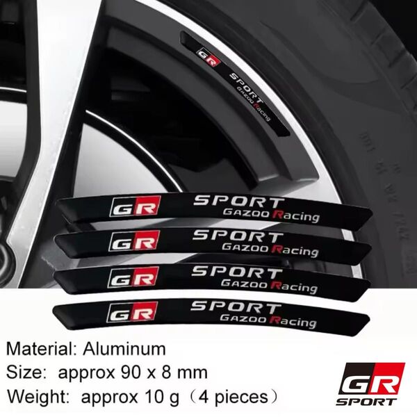 4部セット GR SPORTトヨタ GAZOO Racing ホイールリム アルミニウム エンブレム ステッカー TRDブラックd