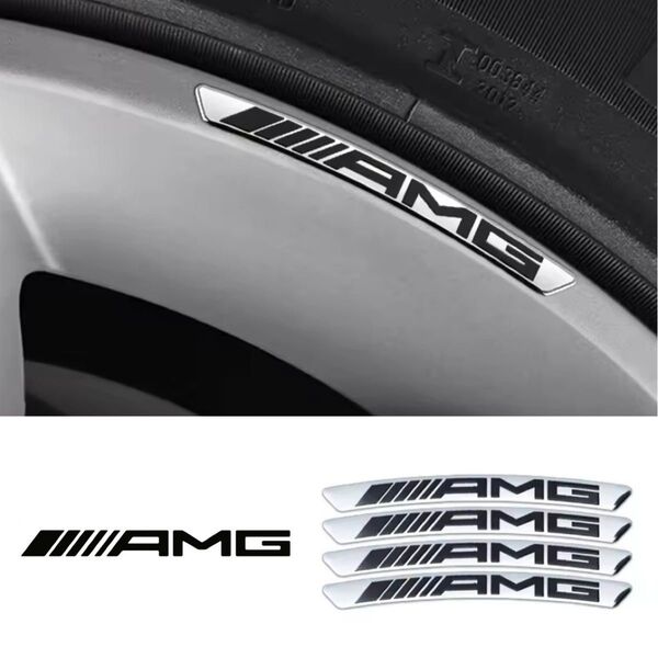 4部セット メルセデスベンツAMG ホイール リム ハブ アルミニウム エンブレム ステッカー デカール 90x8mm シルバーd