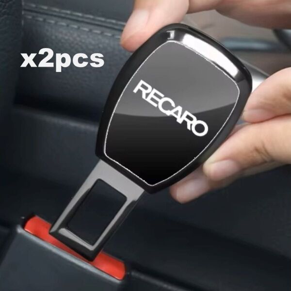 2個セット RECARO レカロ シートベルト エクステンダー 延長 バックル ミラー仕上げ ワンプッシュボタン ガンブラック s
