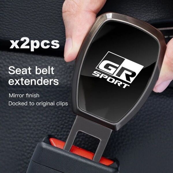2個 GR SPORT トヨタGAZOO シートベルト エクステンダー 延長 バックル ミラー仕上 ワンプッシュボタン TRD s