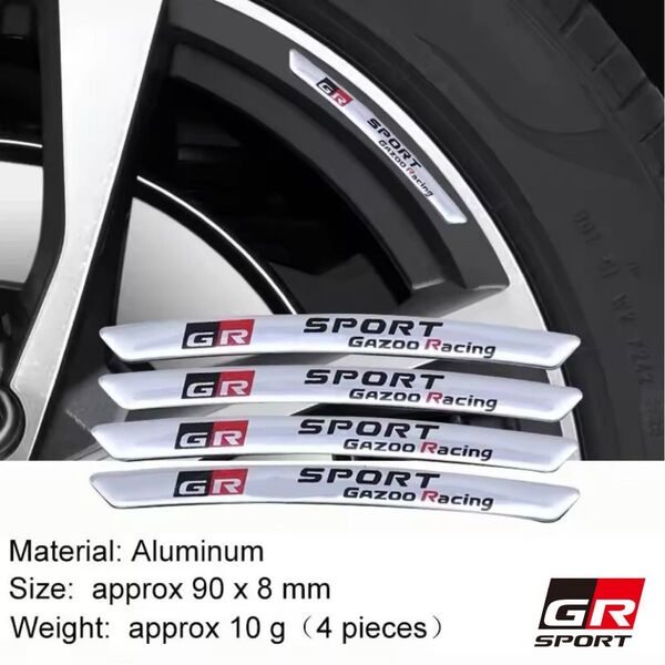 4部セット GR SPORTトヨタ GAZOO Racing ホイールリム アルミニウム エンブレム ステッカー TRDシルバーe