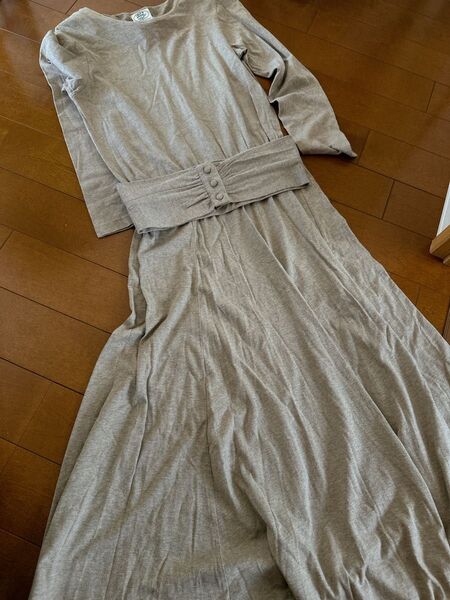 ローラアシュレイ ロングワンピース コットン ベージュ ベルト ビンテージ vintage 香港製 80年代 レア 希少
