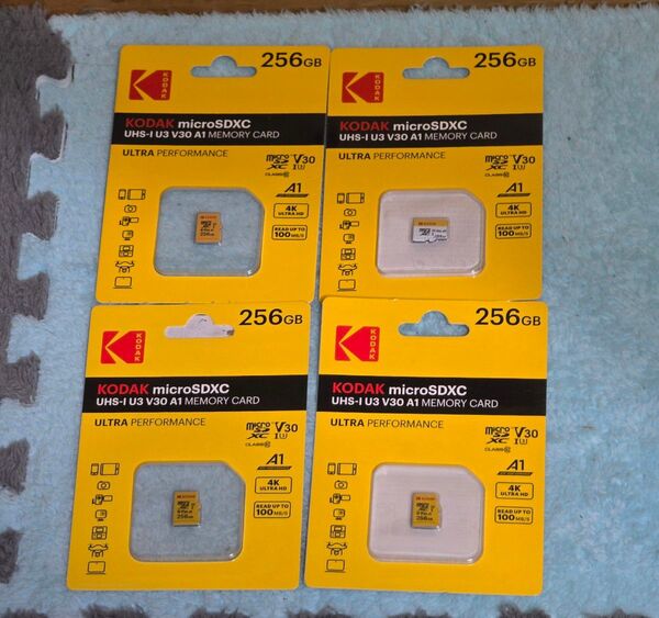 KODAK 256GB 4枚組 SDカード UHS-I U3 100MB/s