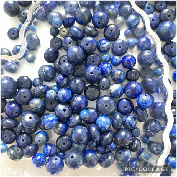 天然石ビーズ ラピスラズリ ランダムミックス 約90g ハンドメイド アクセサリーパーツ ピアス ストーン 在庫1