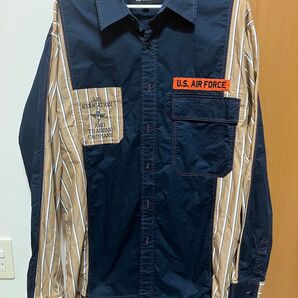 AVIREX アビレックス リメイク ミリタリーシャツ切替デザインオーバーサイズ 2XL
