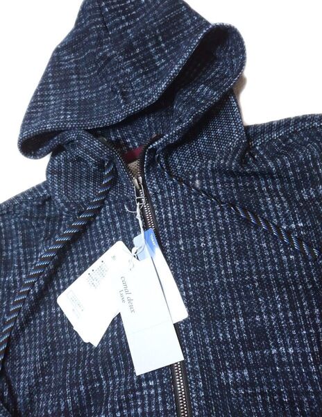 新品 1.5万 ムッシュニコル canal deux Luxe 吸水速乾 EVALET フルジップ パーカー■サイズ44 ネイビー