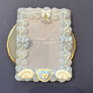 トレカケース ホイップデコ 硬質ケース クリア 水色 羽根 リボン ②