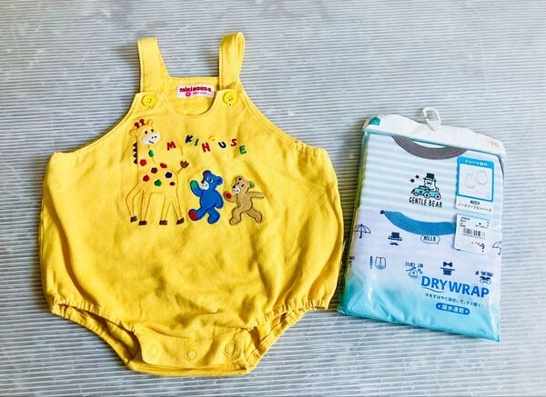 ミキハウス ダルマオール ロンパース 肌着 セット 黄色 水色 90サイズ ベビー