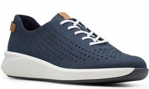  бесплатная доставка Clarks 26.5cm summer спортивные туфли темно-синий голубой кожа кожа Wedge туфли без застежки ремешок Flat Loafer soft SS10