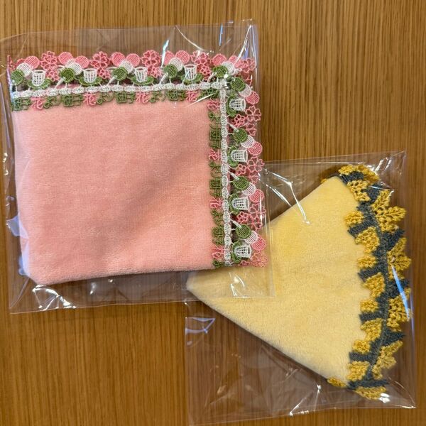 近沢レース シーズンタオルハンカチ 団子 ピンク ミモザ 2点セット