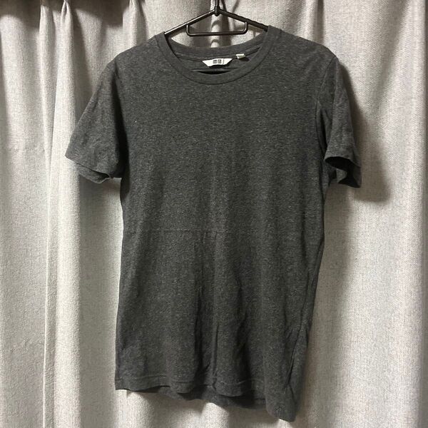 UNIQLO クルーネックTシャツ s チャコール 綿100% ダークグレー