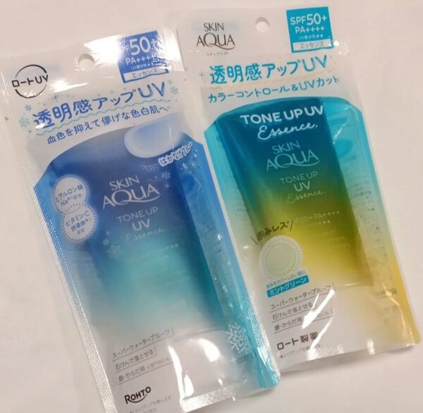 スキンアクア (SKIN AQUA) トーンアップ UV エッセンス 日焼け止め SPF50+/PA+++ 2個 ミントグリーン