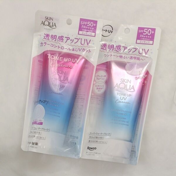 スキンアクア (SKIN AQUA) トーンアップ UV エッセンス 日焼け止め ラベンダーカラーSPF50+/PA+++ 2個