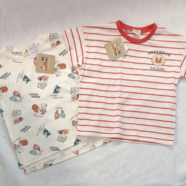 来たる夏! 110cm アンパンマン Tシャツ 半袖 男の子 総柄 Tシャツ セット新品 箸 保育園 幼稚園 お弁当 ランチ
