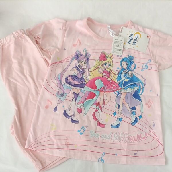 破格! 120センチ キミとアイドルプリキュア パジャマ パジャマ ピンク 半袖Tシャツ ナイトウェアパジャマ 保育園 幼稚園