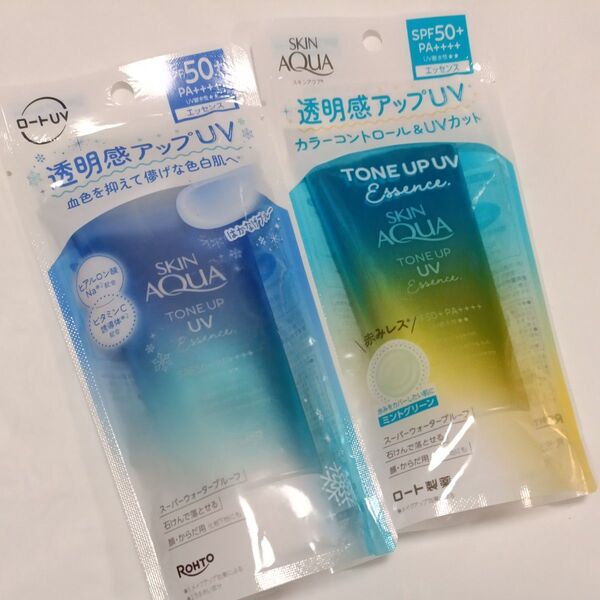 スキンアクア (SKIN AQUA) トーンアップ UV エッセンス 日焼け止め SPF50+/PA+++ 2個 ミントグリーン