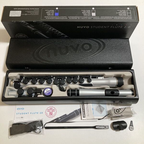 nuvo Student Flute 2.0 フルート 管楽器 ケース付 シルバー/ブラック 水洗い可能