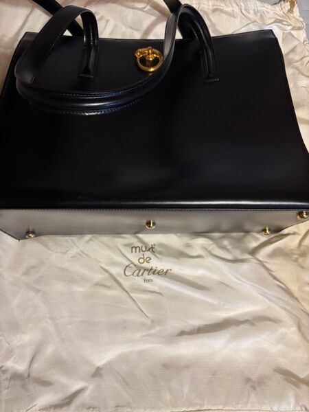 Cartier ブラック トートバッグ バッグ レザー 本革 レザー 黒ブラック ショルダーバッグ トートバッグ パンテール