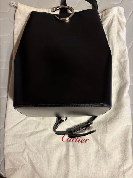 Cartier 黒 ショルダーバッグ 本革 パンテール レザー
