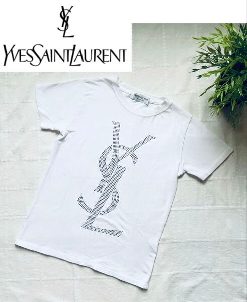 白M【Yves Saint Laurent】イヴサンローランTシャツ Tシャツ 半袖Tシャツ M トップス