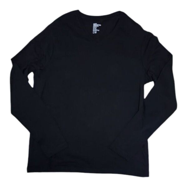 H&M メンズ ベーシック ファイン コットン ストレッチ Vネック 長袖 Tシャツ サイズXL