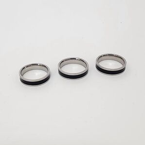 ツートン リング ブラック×シルバー リング 指輪 ステンレス スチール 同物 サイズ別 3個セット スタイリッシュ