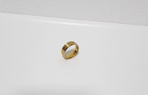 メンズ ステンレス リング 指輪 マット仕上げ ゴールドカラー 幅8mm 23〜24号 ファッション アクセサリー