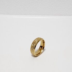 メンズ ダイヤ模様 マットゴールド色 チタン鋼 合金素材 リング 指輪 アクセサリー ファッション 上品 適合サイズ26号