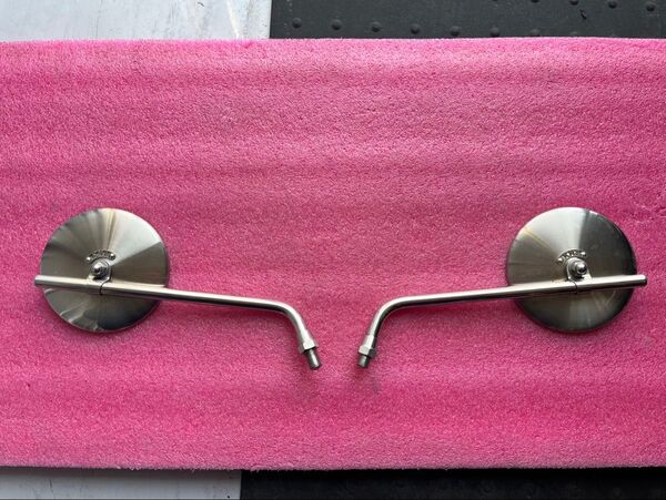 モーターロック製 SR等ビンテージバイク JCMAカスタムミラー φ100Nickel(ニッケルタグ/ニッケルリベット) 2個
