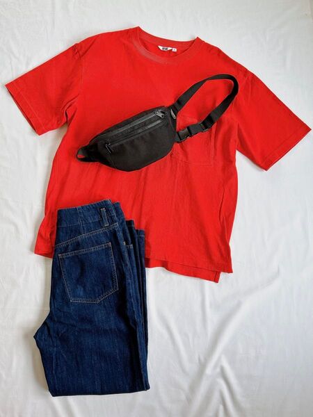 ユニクロ UNIQLO オーバーサイズTシャツ 赤 レッド XL