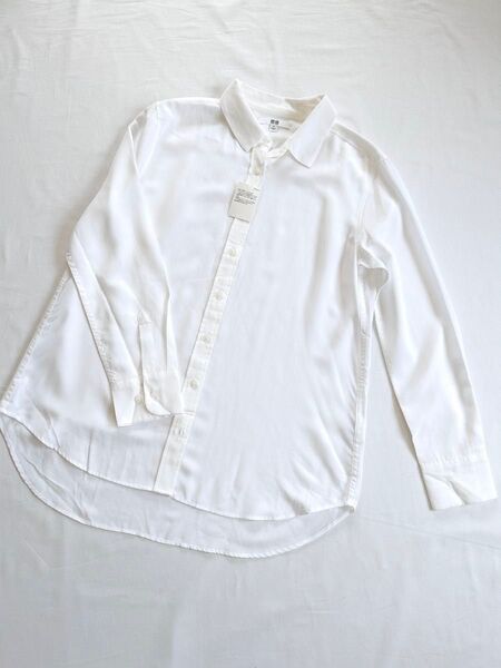【新品】UNIQLO ユニクロ レーヨンエアリーブラウス 白 M ホワイト