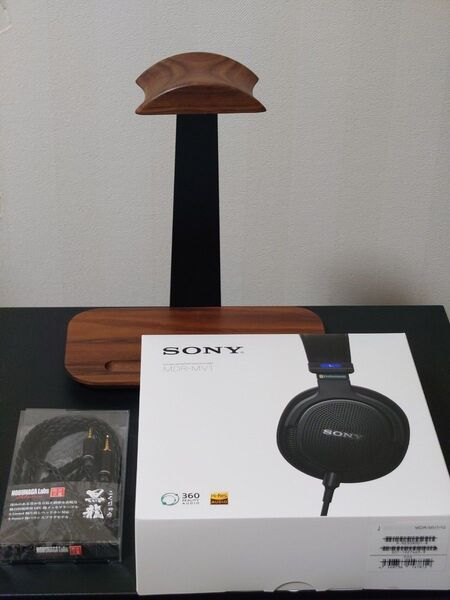 美品☆MDR-MV1+バランスケーブル黒龍+ヘッドホンスタンド☆モニターヘッドホン☆