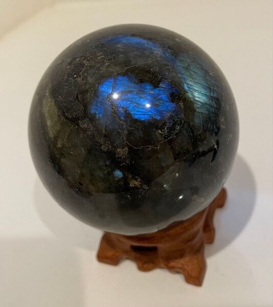 ラブラドライト 極上シラー スフィア 003 幸運 丸玉 風水晶 天然石 お守 魔除 約7cm 大きめサイズ パワーストーン