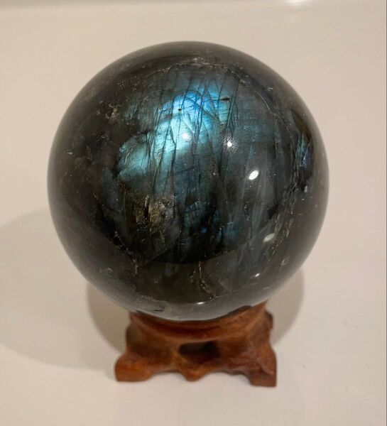 ラブラドライト 極上シラー スフィア 010 幸運 丸玉 風水晶 天然石 お守 魔除 約7cm 大きめサイズ パワーストーン