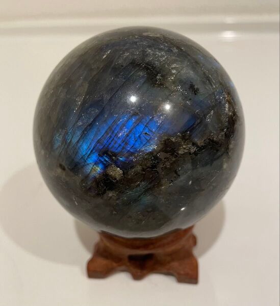 ラブラドライト 極上シラー スフィア 008 幸運 丸玉 風水晶 天然石 お守 魔除 約7cm 大きめサイズ パワーストーン