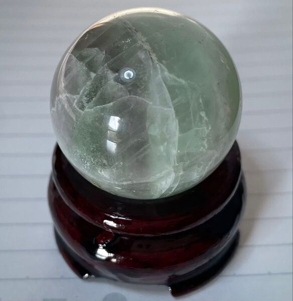 フローライト スフィア 丸玉 005 天然石 虹入 幸運 ラッキー グリーン 風水晶 浄化 お守 魔除 原石 パワーストーン 幸運