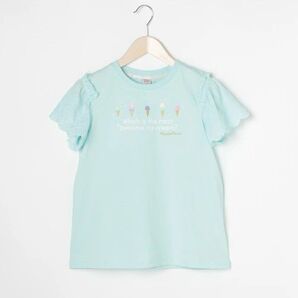 メゾピアノ ジュニア アイス刺繍2wayTシャツL160 150 ミントグリーン オフショルダー