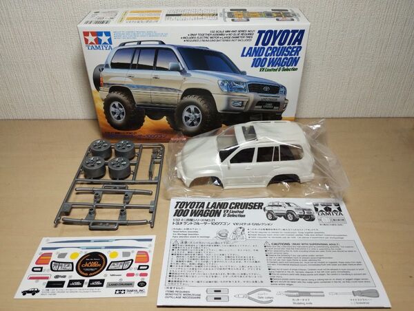 未使用 トヨタ ランドクルーザー100ワゴン ボディ 風防 ホイール シール 組立説明図のセット 1/32タミヤ コミカルミニ四駆